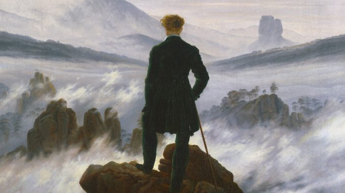 Caspar David Friedrich (1774–1840) Wanderer über dem Nebelmeer, um 1817 Öl auf Leinwand, 94,8 x 74,8 cm Dauerleihgabe der Stiftung Hamburger Kunstsammlungen © SHK / Hamburger Kunsthalle / bpk Foto: Elke Walford